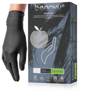 BENOVY перчатки нитриловые (черные)  XS