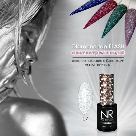 Nail Republic Светоотражающий топ DIAMOND TOP №7, 15 мл