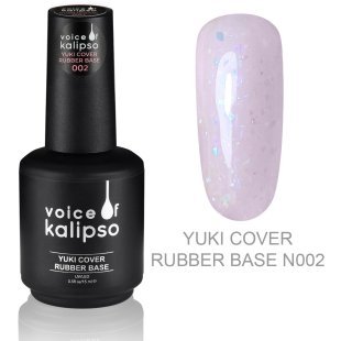 Voice of Kalipso Yuki Cover Rubber Base Gel 002 - Камуфлирующая каучуковая база с хлопьями 002, 15 мл