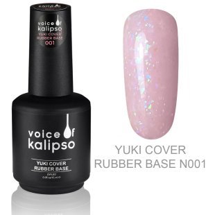 Voice of Kalipso Yuki Cover Rubber Base Gel 001 - Камуфлирующая каучуковая база с хлопьями 001, 15 мл