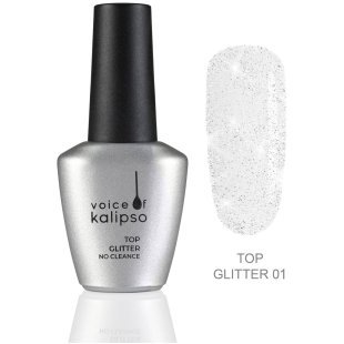 Voice of Kalipso Top Gel Glitter No Cleanse 01 Верхнее покрытие без липкого слоя с глиттером, 10 мл